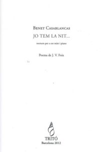 Jo tem la nit, per a cot mixt i piano